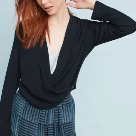 Anthropologie Tops - Anthropologie Ett:wa Surplice Blouse Black Size 6
